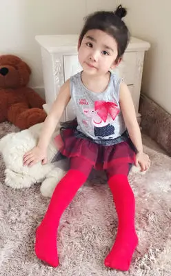 Тонкие модные колготки для девочек; Детские Бархатные колготки; Детские Балетные чулки для танцев; сезон весна-лето; детские танцевальные колготки; 14 цветов - Цвет: Red