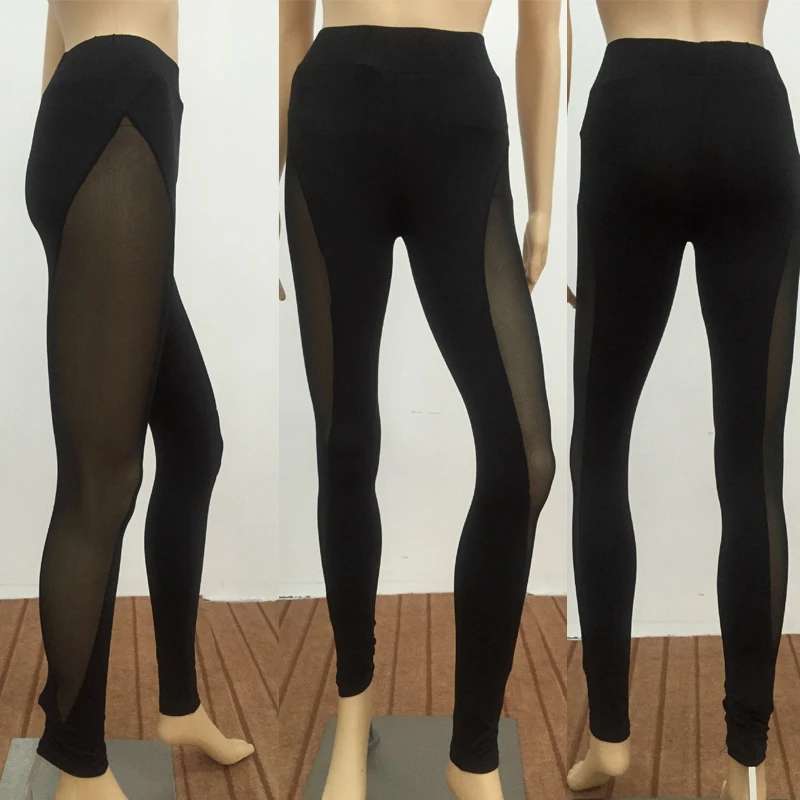 Женские сетчатые Лоскутные штаны для фитнеса Спортивные Леггинсы спортивная
