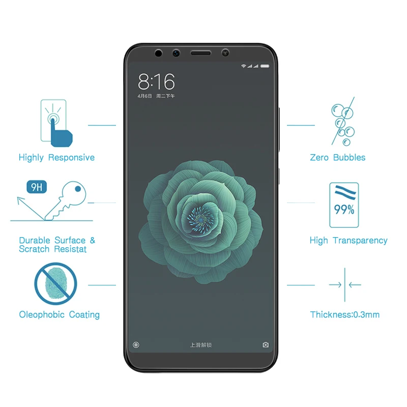 2.5D Закаленное стекло для Xiaomi Mi A1 защиты экрана Xiomi 8 Mi8 A2 Защитная пленка Pocophone