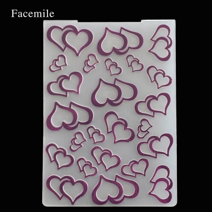 heart 1 Facemile 1 шт. пластиковый с тиснением папка для подарка Скрапбукинг нерегулярные кирпичи Тип фотоальбом карта бумага ремесленный шаблон форма - Цвет: heart 1