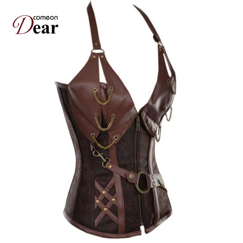 Comeondear Корсет Топ Vetement Femme Gothique Burlesque костюмы AB2231 Винтаж Плюс Размер Холтер Мода Ropa стимпанк Mujer