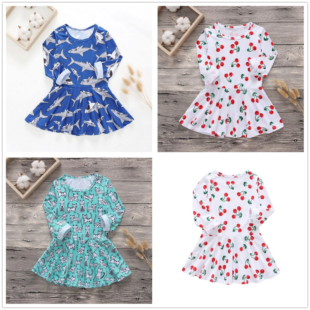 Платья для девочек с длинным рукавом белые весенние новорожденных на день