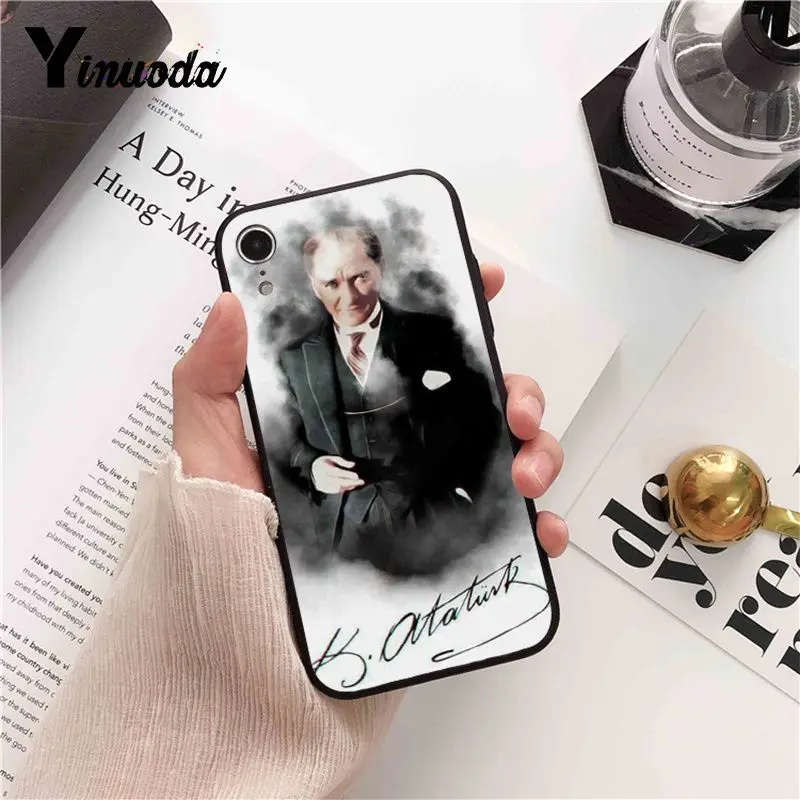Yinuoda Турция Мустафа Kemal Ataturk ТПУ мягкий силиконовый черный чехол для iPhone 8 7 6 s плюс 5 5S SE XR X XS MAX Coque в виде ракушки