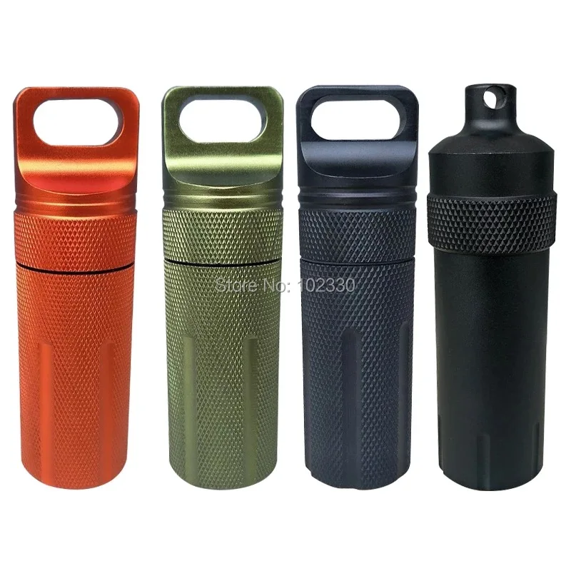 

50pcs Waterproof Capsule Seal Bottle Aluminium Alloy Outdoor EDC Survival Pill Box Container First Aid Emergency Pills Case