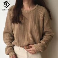 korean fashion ladies full sleeve women knitting sweater solid o neck pullover and jumper loose sweater hot sale s80209q