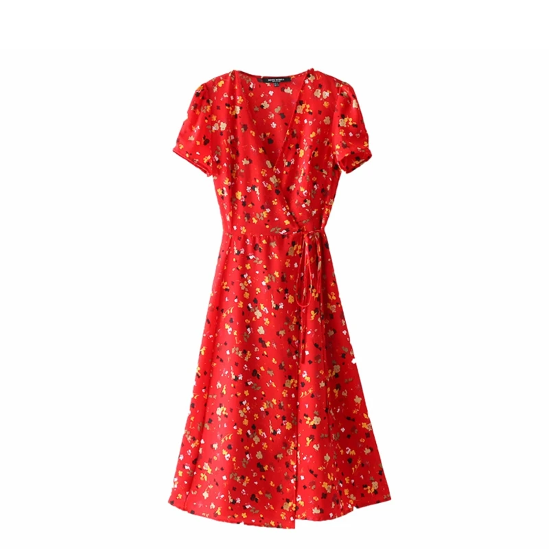 Платье с высокой талией повседневное женское платье коротким рукавом и