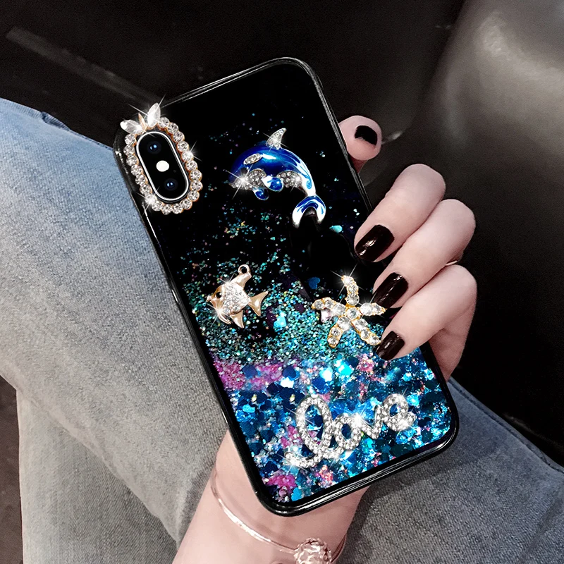 Glitter Sand PHONE Case for Iphone 6 6S 7 8 Plus Protective phone back cover case X XR XS MAX shell pattern Silicone | Мобильные
