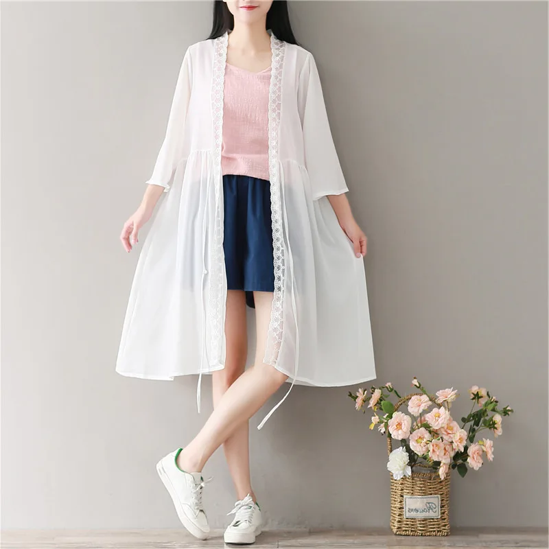 Летние Новинки для женщин свободный кардиган рубашка 2017 Блузка Большой размер