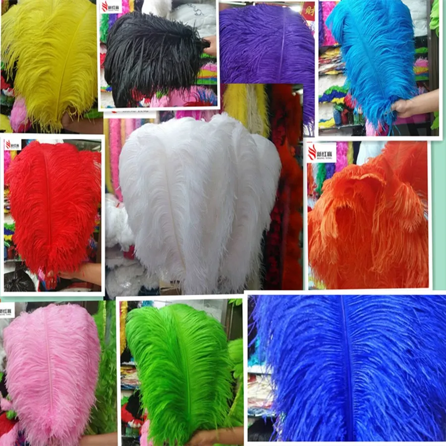 

High quality 50PCS Thick pole ostrich feather ostrich plumage 55-60cm / 22-24 inches plume artware performing decorations