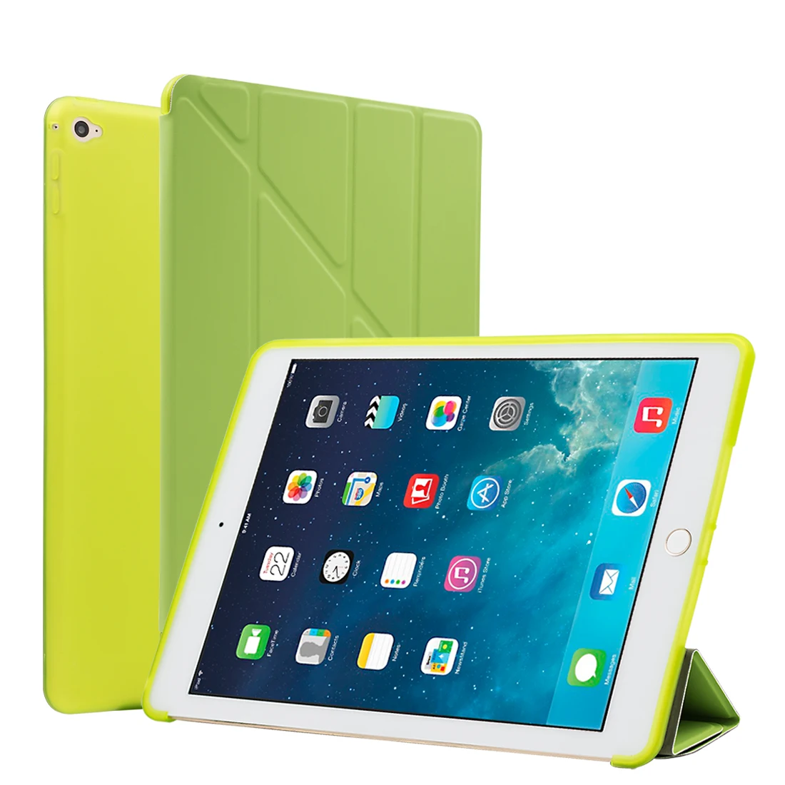 Для iPad Air 2 / Air 1 чехол, чехол для планшета Ультра тонкий тонкий кожаный PU+ силиконовый мягкий задний чехол для смарт-чехла для Apple iPad 5 6 автоматический спящий режим / пробуждение