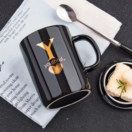 Креативная керамическая чашка индивидуальная кружка с надписью крышкой ложка