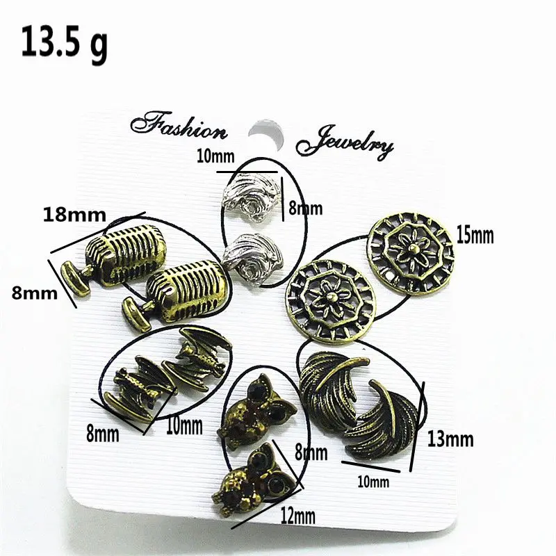 Классические модные круглые серьги гвоздики с изображением животных 6