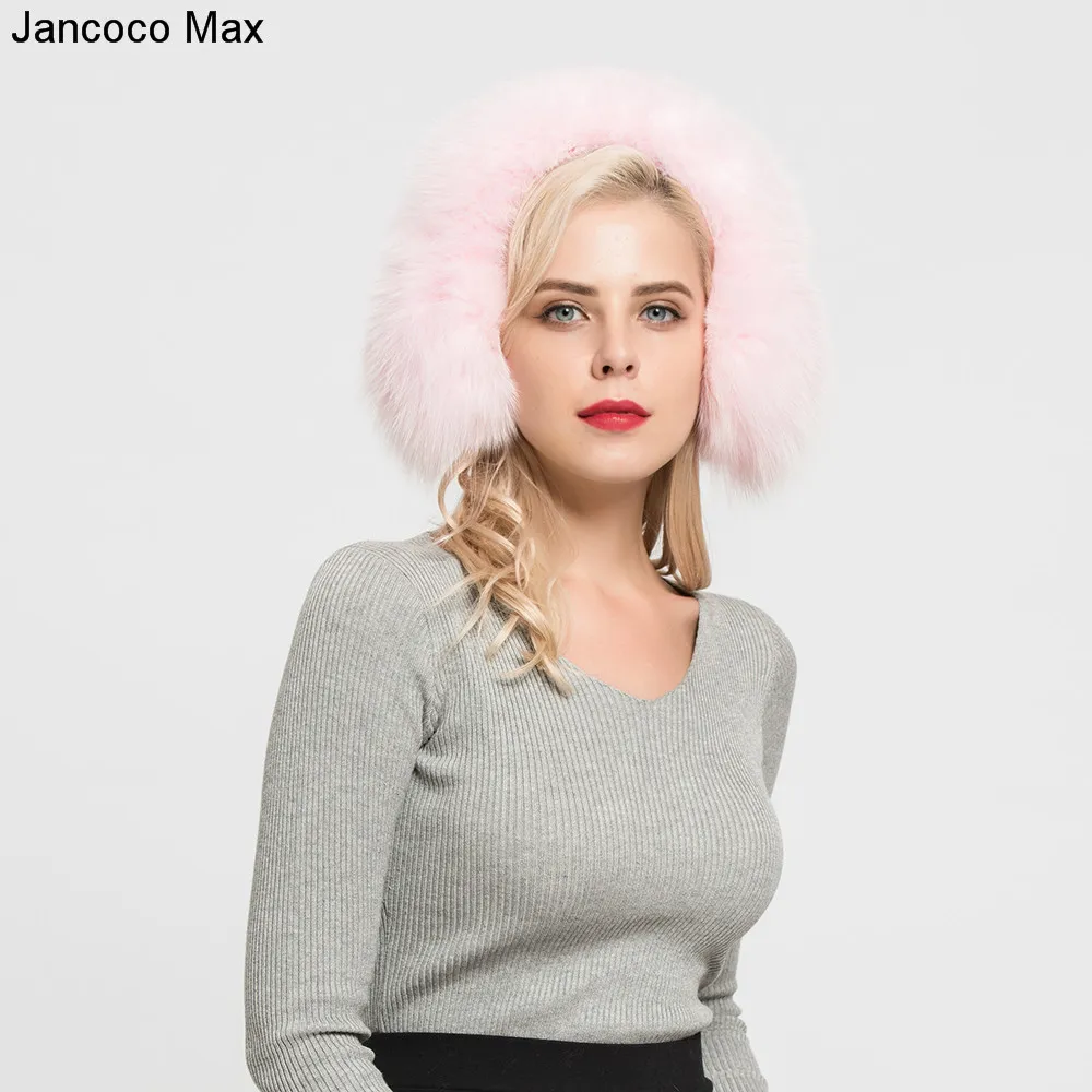 Jancoco Max+ натуральным лисьим мехом Наушники для защиты от холода, шарф, зимний теплый Одежда высшего качества шапки-ушанки Для женщин S7136