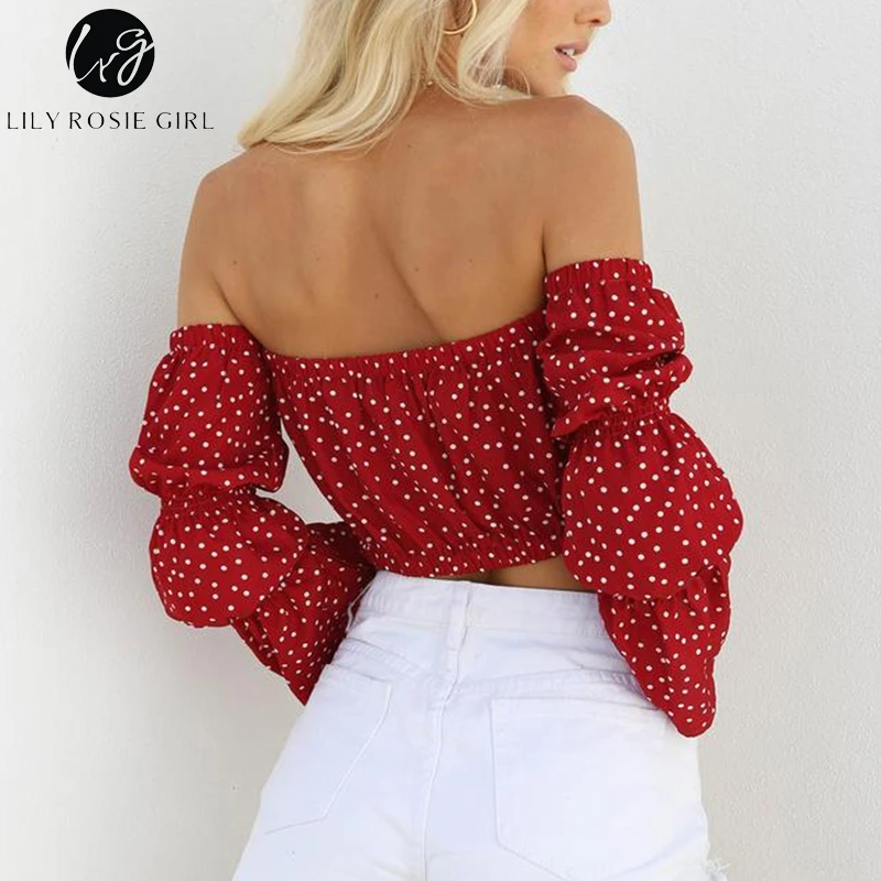 Lily Rosie девушка без бретелек Сексуальная короткая блузка рубашка Boho с длинным