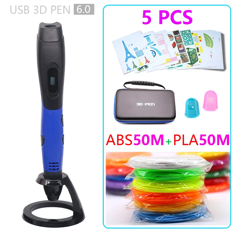 pen and 100m Новая версия 3D Ручка 3d модель 3d волшебная ручка 3d принтер ручка Рождественские подарки детский подарок с чехол для переноски - Цвет: pen and 100m