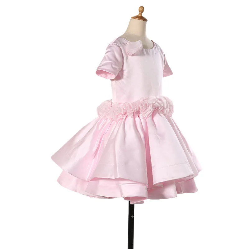 Розовые Красивые платья для девочек с цветами многоярусные первого причастия