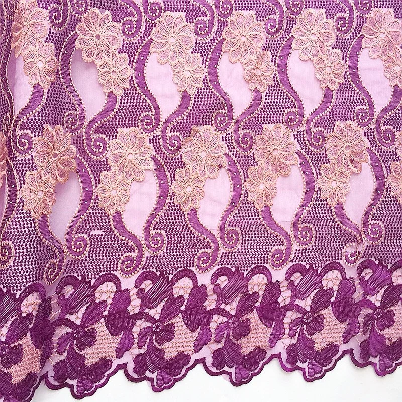 

Wedding African Lace Fabric 2019 High Quality Lace Swiss French Lace Fabric Mesh Magenta Dubai 5 Yard Purple Lace Fabric