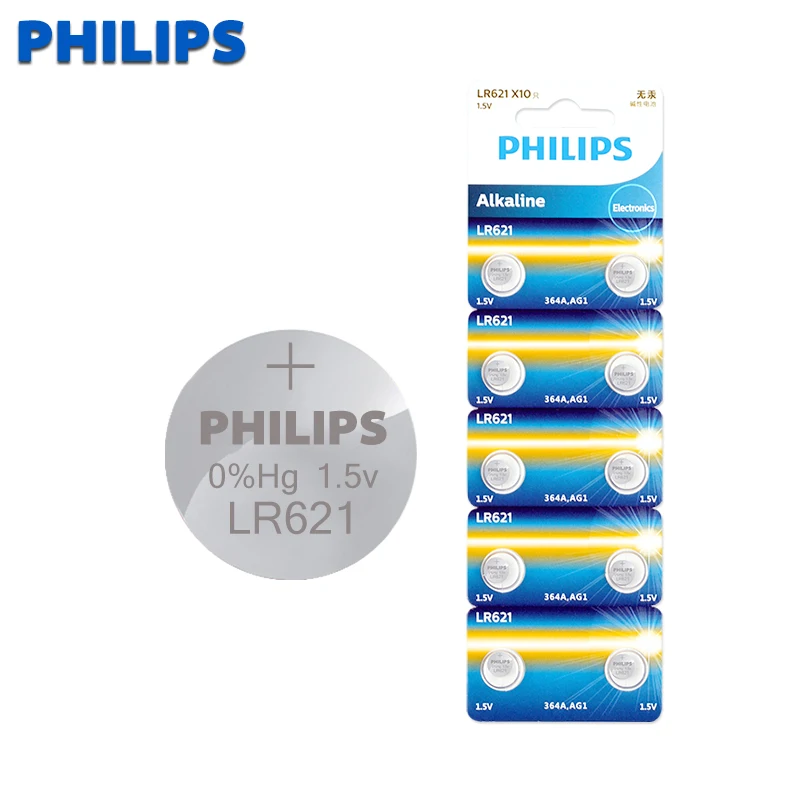 Кнопочные батарейки philips LR621 SR621 164 10 шт. LR621W CX60 364A для монет щелочные 1 5 в TR621SW часов