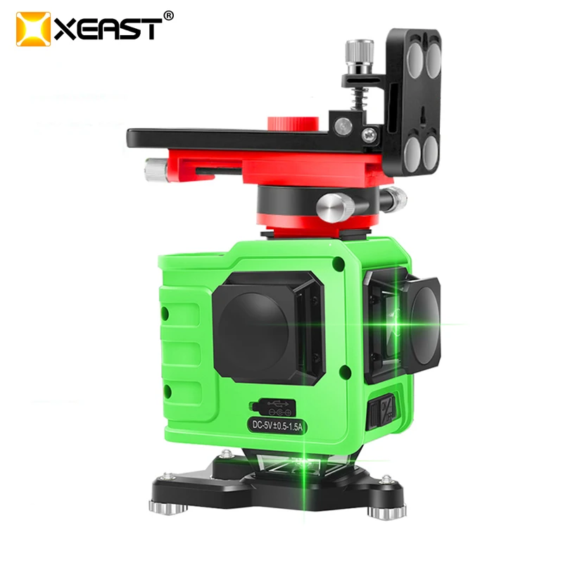

3D лазерный уровень XEAST12, самовыравнивающийся горизонтальный и вертикальный крестообразный супермощный зеленый 360 лазерный уровень со свет...