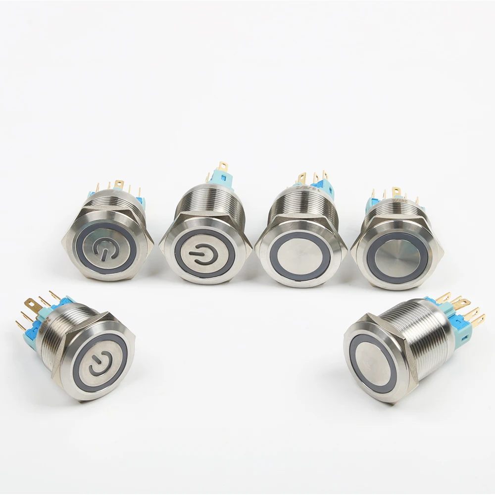 Металлическая Водонепроницаемая Автомобильная кнопка питания 22 мм для