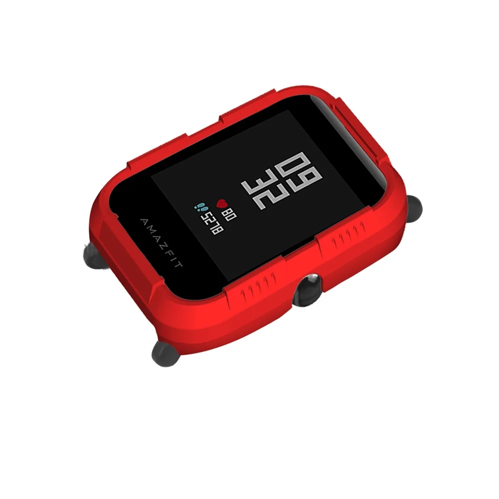 Red Чехол из поликарбоната для Huami Amazfit Bip чехол протектор для Xiaomi Amazfit Bip Молодежные умные часы Аксессуары Защитный Корпус рамка рукав - Цвет: Red