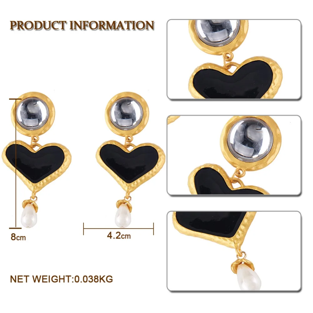 Мода Сердце Имитация Жемчуга Висячие серьги для женщин Бохо металлические