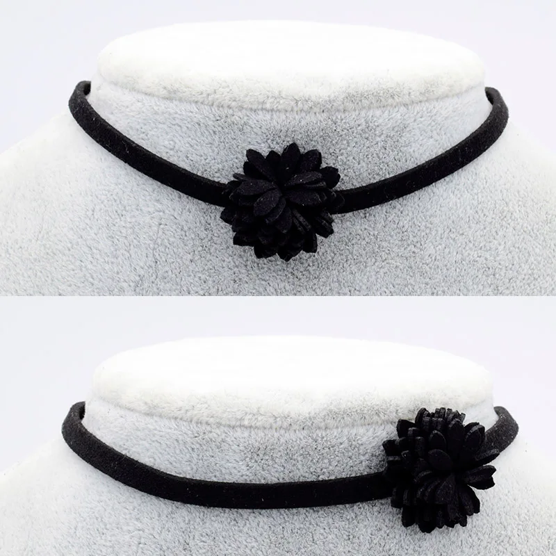 2 шт./компл. черный Велет колье ожерелье для женщин цветок кулон тату чокер Boho Femme