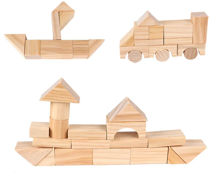

100Pcs/Lot Solid Wood Wooden Blocks Early Educational Toys Assemblage Block Kids Toys Wholesale Learning Grownups WYNLZQ Gifts