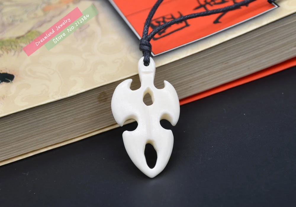 1pc Hot Hawaiian Handmade Carved Ox Bone TOTEM Pendant Necklace Choker Woman's Man's Tribal Surfer Style Jewelry FREE SHIPPING |