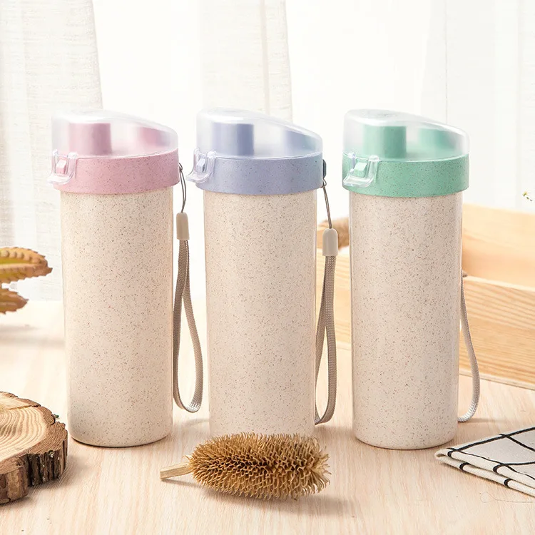 400ml Portable Water Bottle With Drinking Wheat Straw Creative Eco-Friendly Drink For Work Sports School Travel | Дом и сад
