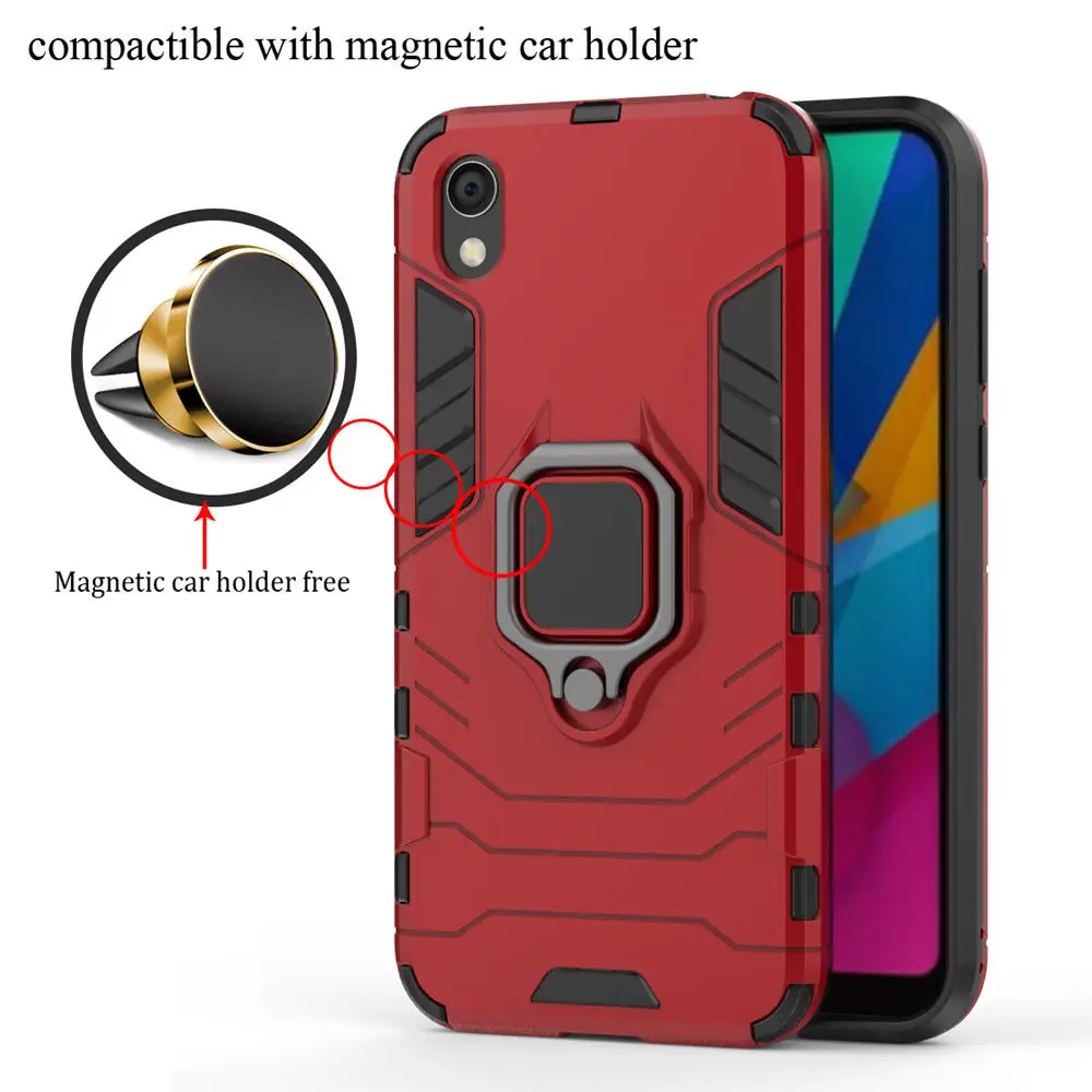 Red and Car holder Чехол для huawei Honor 8X, чехол для Honor 8A, чехол для huawei Honor X8, магнитный автомобильный держатель-кольцо для Hono 8S 8A Pro, чехол Honor8X - Цвет: Red and Car holder
