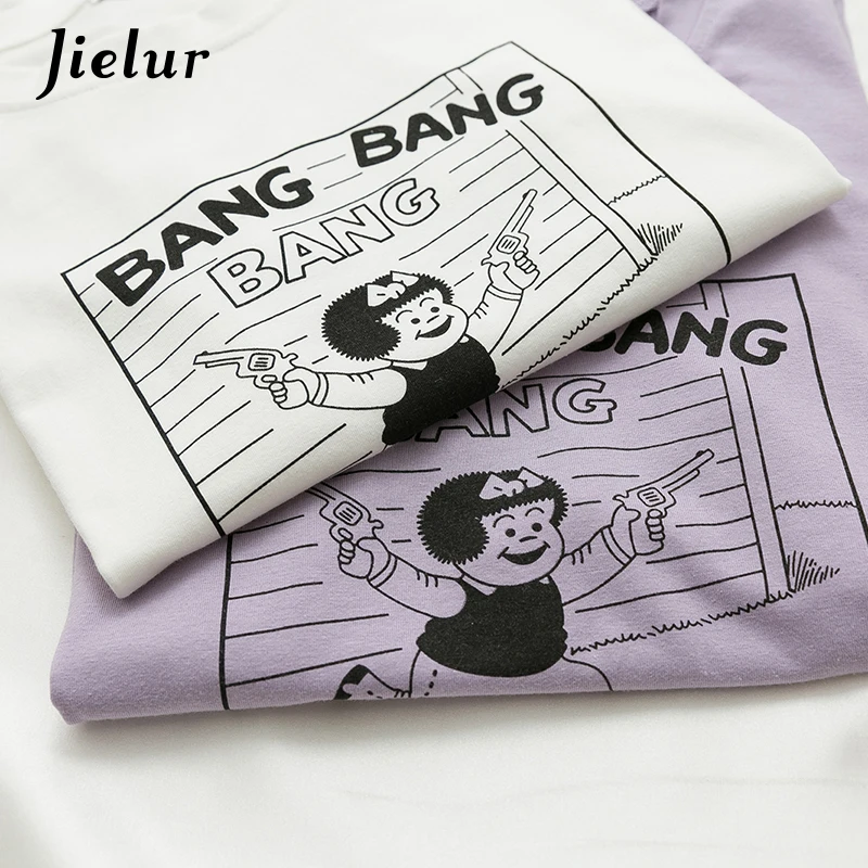 Jielur Harajuku Bang Kawaii Забавные футболки для женщин милая белая футболка с принтом