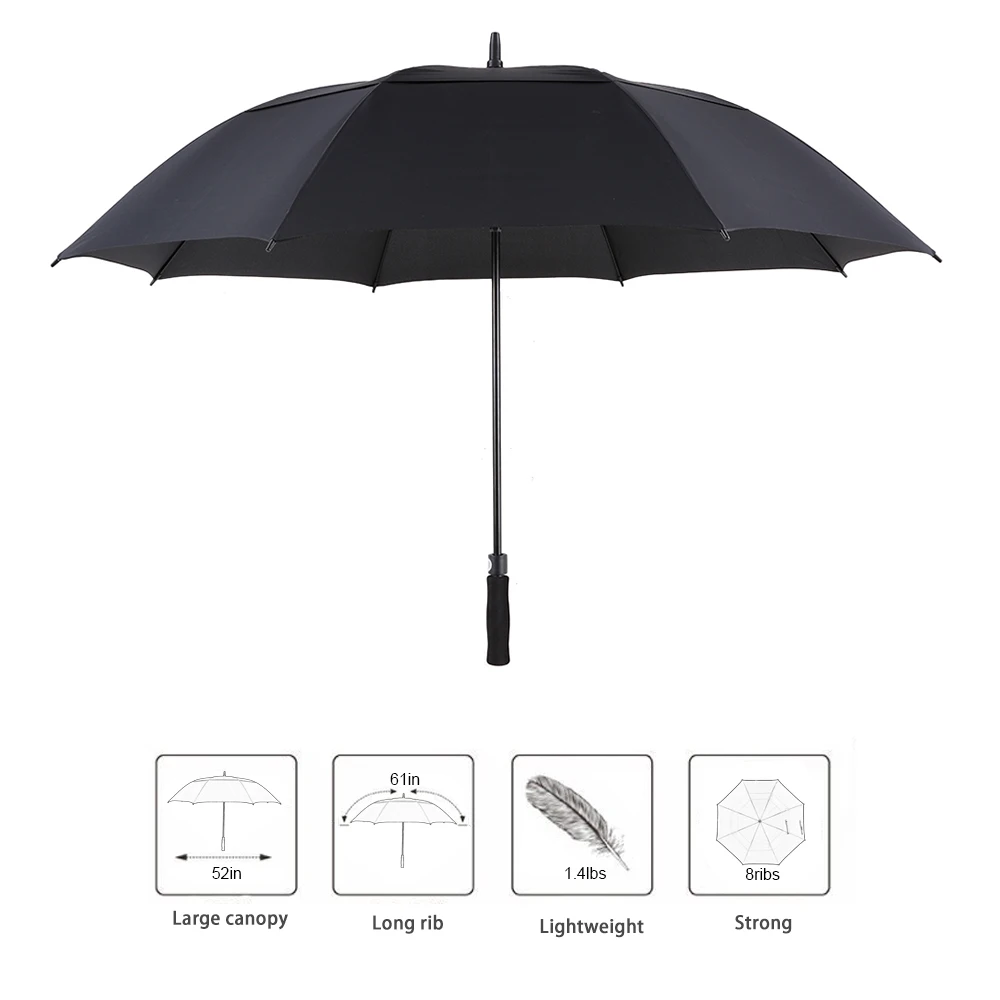 

61 Inch Golf Umbrella Oversized Automatic Auto Open Outdoor Extra Large Double Canopy Ventilated Windproof Stick Umbrella