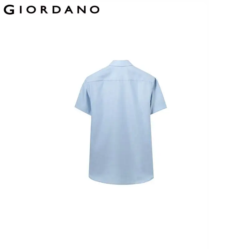 Giordano мужская рубашка Оксфорд спиннинг с короткими рукавами из натурального