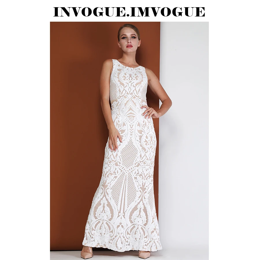 INVOGUE. Женское вечернее платье с круглым вырезом ivogue однотонное облегающее без