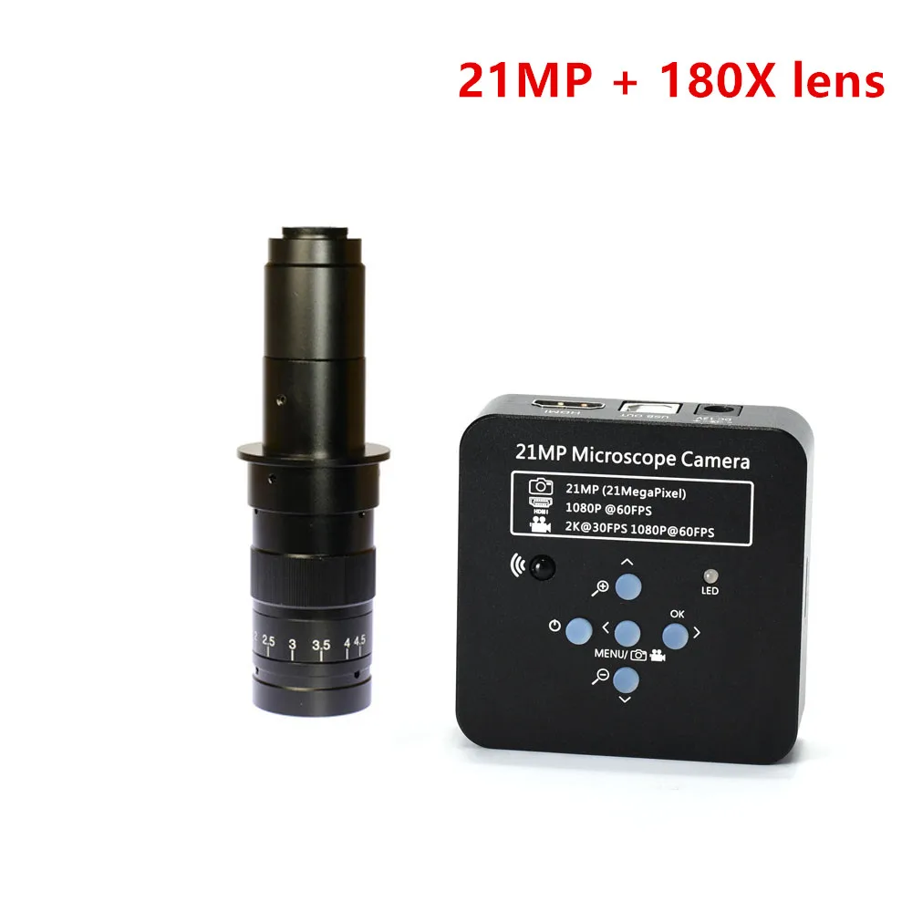 21MP 1080P 60FPS 2K промышленная камера HDMI/USB цифровой видео микроскоп Лупа 100X 180X 200X 300X