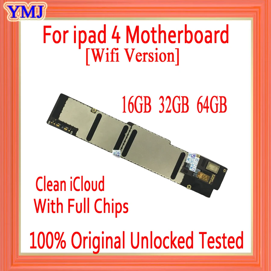 

16 Гб/32 ГБ/64 Гб Wifi версия для ipad 4 материнская плата с полной разблокировкой, 100% оригинал для ipad 4 материнская плата с Бесплатный icloud