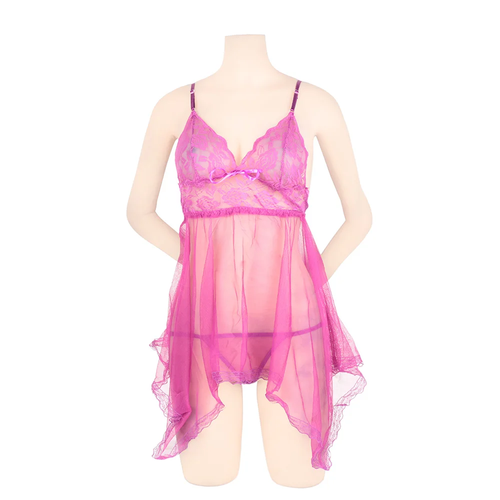 purple Порно Марля рыбий хвост Тип Кружева жгут пижамы лямки Babydoll Эротическое Сексуальное женское белье Ночная рубашка костюмы для женщин - Цвет: purple