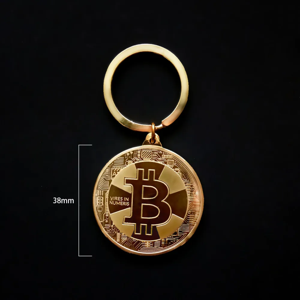 Позолоченные биткоины монета брелок золотистый серебристый розовый золотой