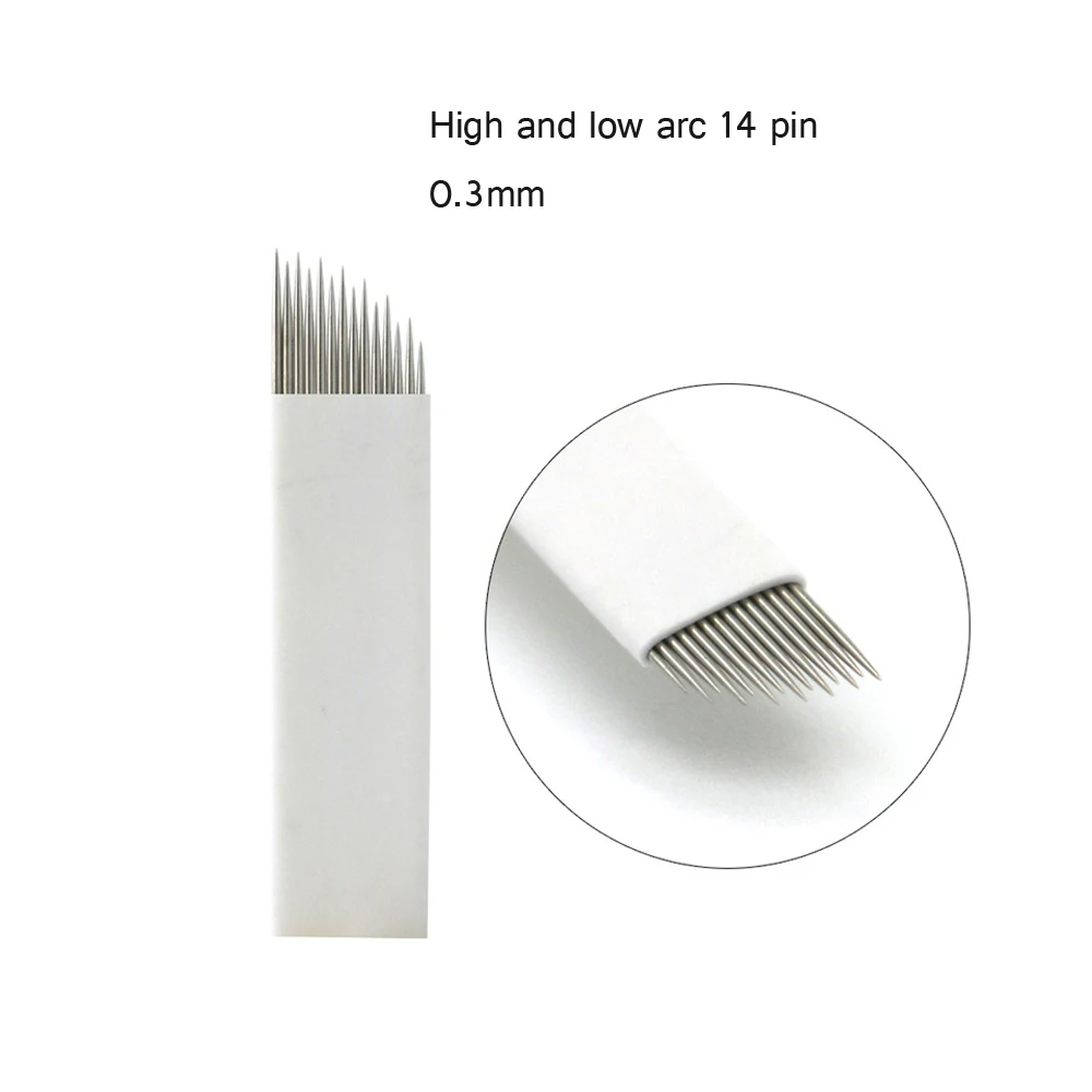 

100 шт. ручной работы туман игла для бровей пленка туман бархат игла для бровей шт высокой и низкой дуги 14pin легкий цвет иглы в Корейском стиле