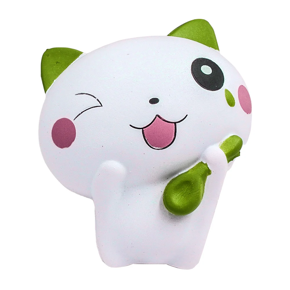 green spoon cat Kawaii милый кот Мороженое Мягкий ароматизированный мягкий Единорог молоко jumbo медленно поднимающийся мягкий подарок игрушки - Цвет: green spoon cat