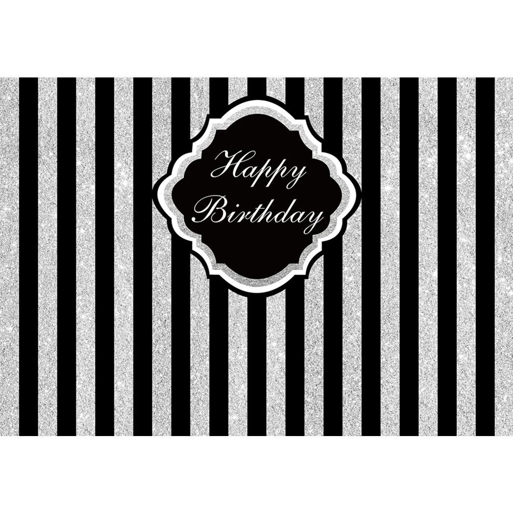 Allenjoy фон для фотосъемки день рождения детский баннер Черный Серебряный в полоску