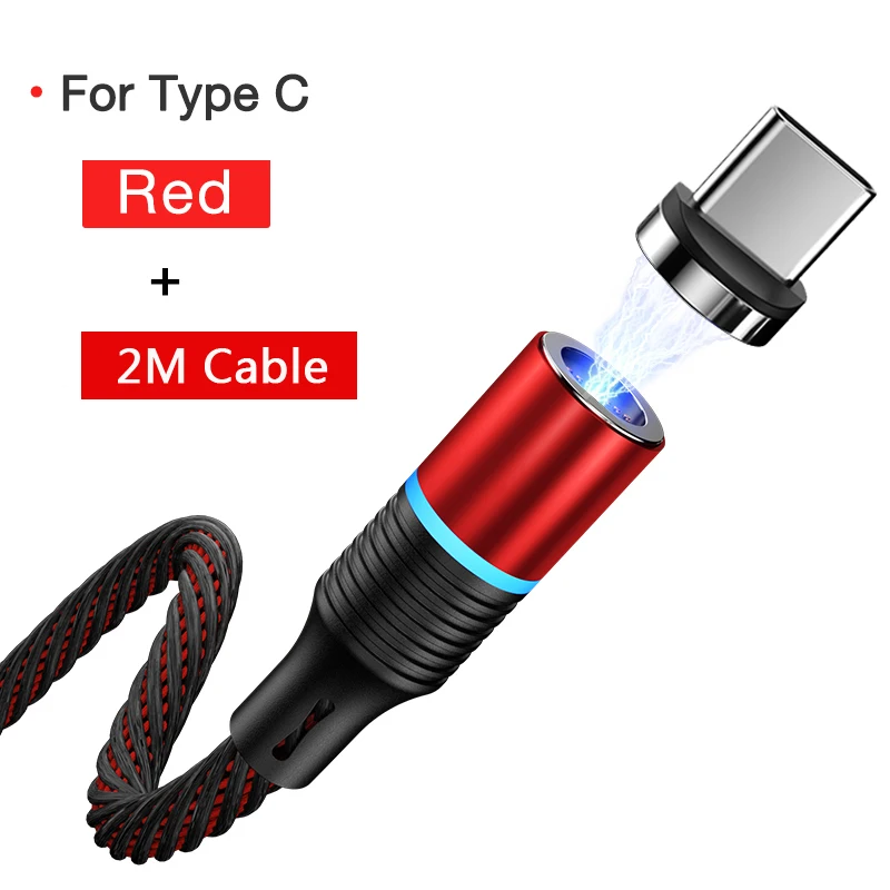 Магнитное зарядное устройство кабель передачи данных Micro usb type C Быстрая зарядка для samsung huawei P30 Pro Android СВЕТОДИОДНЫЙ светильник нейлоновый провод - Цвет: Type C 200cm Cable