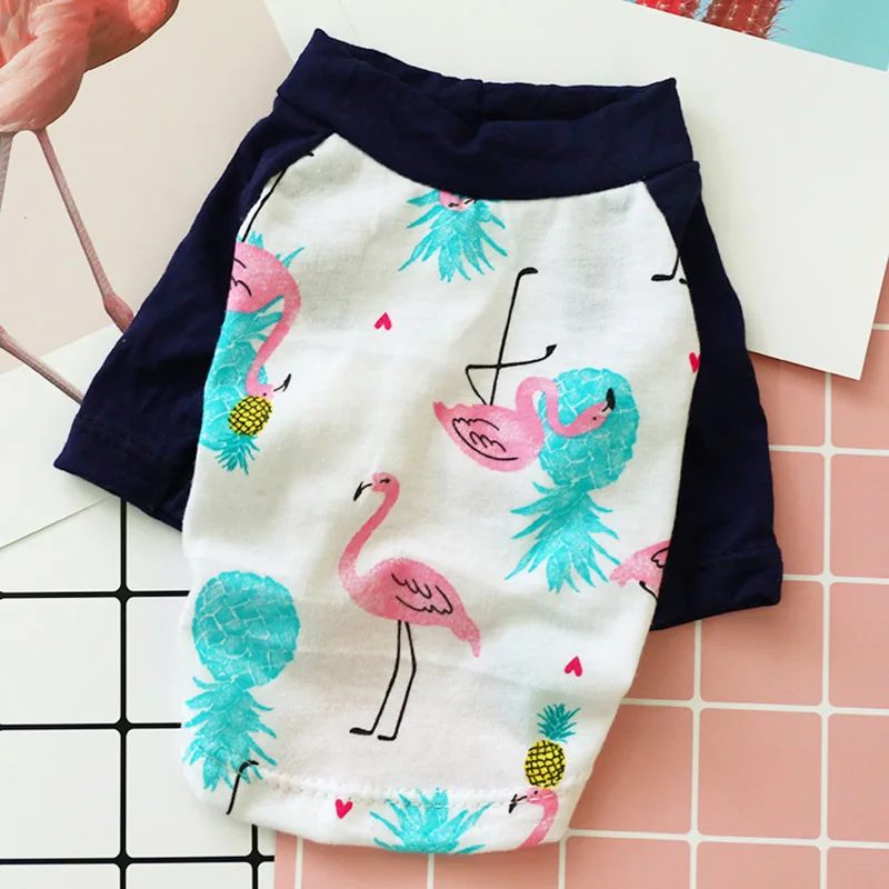 Модная футболка с принтом фламинго для собак, платье для маленьких собак, летняя одежда для собак, одежда для чихуахуа, Йоркцев, платья для щенков, кошек, жилет