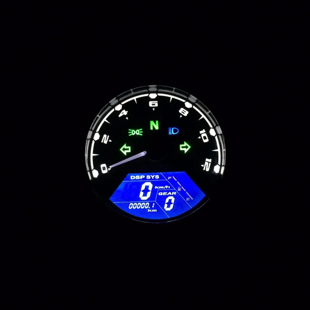 

12000RPM LCD Digital Tachometer Speedometer Odometer Motorcycle For 2 4 Cylinder