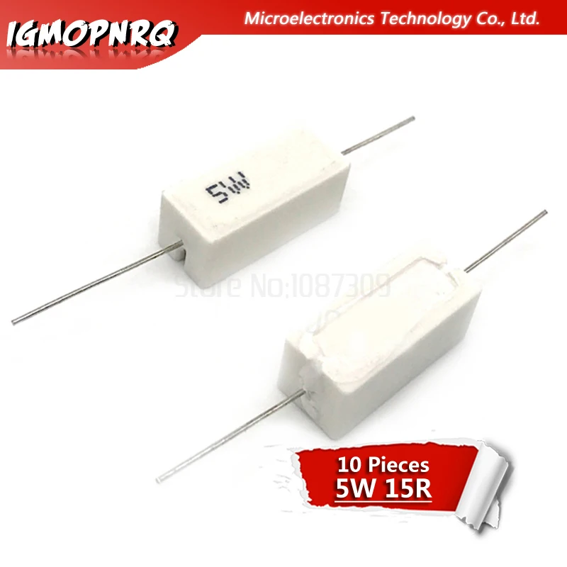 10 шт 5W 15 W ohm цемента сопротивление 15R 15ohm 15R|Резисторы| |