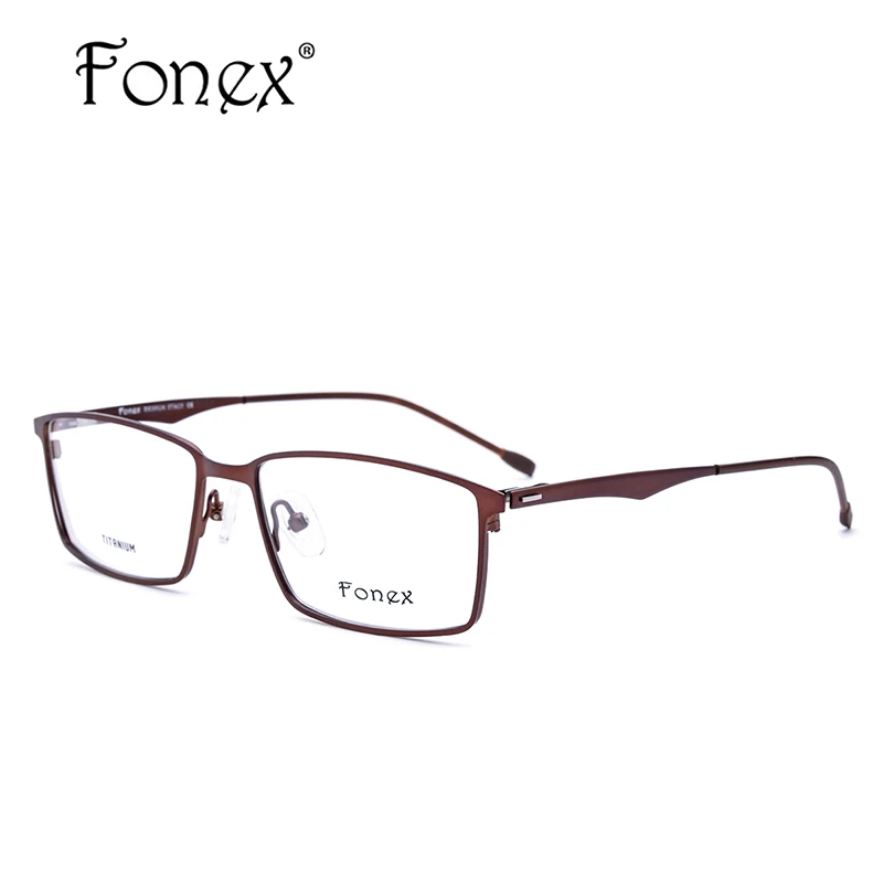 FONEX сплав очки для мужчин сверхлегкий близорукость по рецепту очки рамки женщин квадратный полный оптические оправы мужские Безвинтовые очки - Цвет оправы: brown
