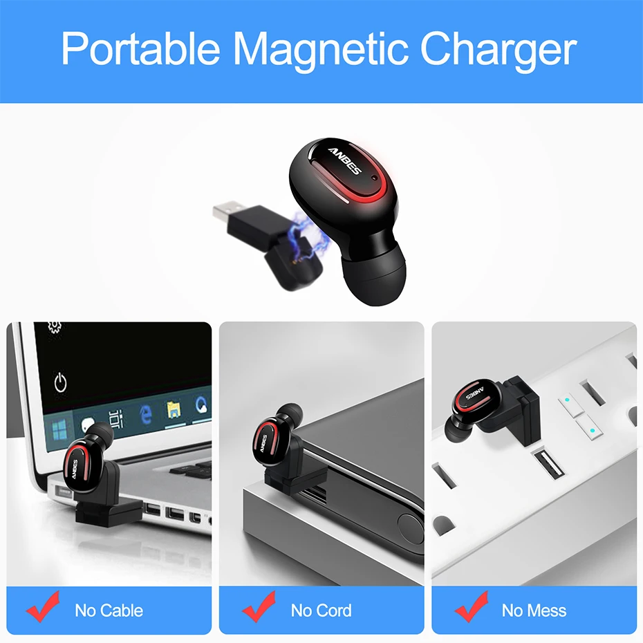 Магнитная Зарядка мини беспроводные Bluetooth наушники спортивные вакуумные с