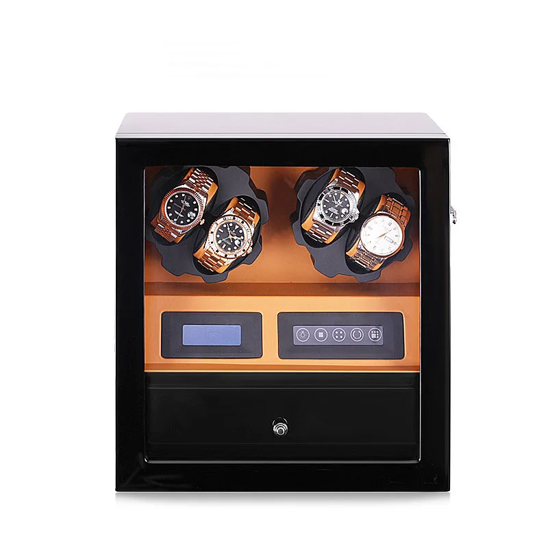 Супер Люкс 4+ 5 часы winder box Дисплей Шкаф для хранения светодиодный алюминиевый мотор авто Электрический вращающийся чехол