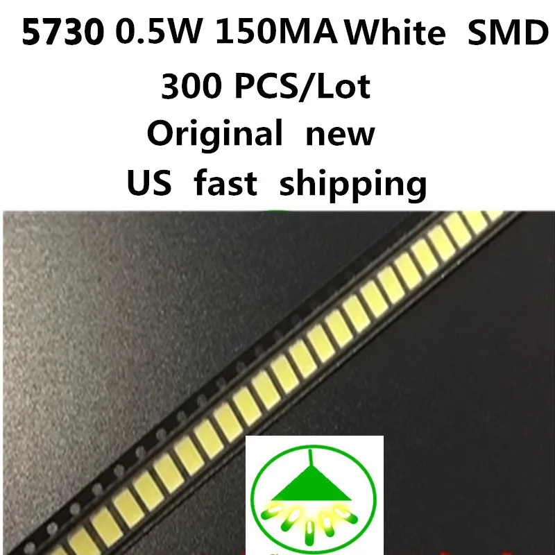 300 шт. SMD 5730 белый диод 0 5 Вт светодиодный 5630 6000k 6500k супер яркий чип 5730SMD мА PCB SMT